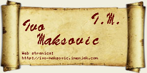 Ivo Maksović vizit kartica